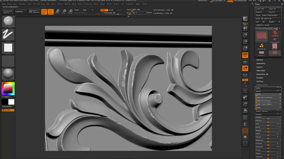 how to carve a pattern in zbrush