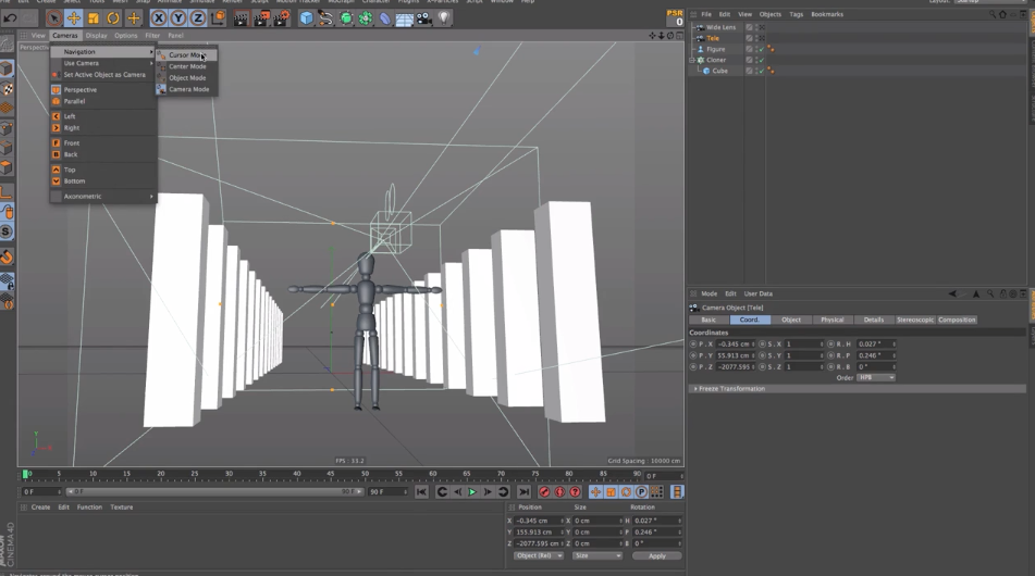 classic Dolly Zoom effect cinema 4D