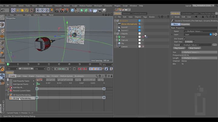 how to use 3D sound in Cinema 4D