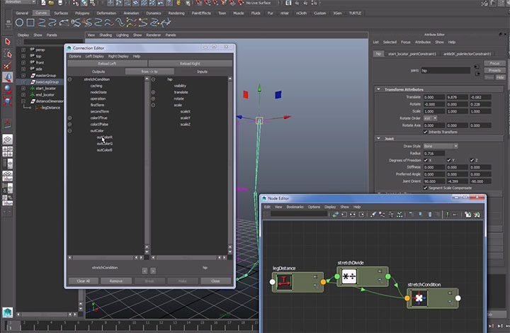 Stretchy Legs With Maya Utility Nodes