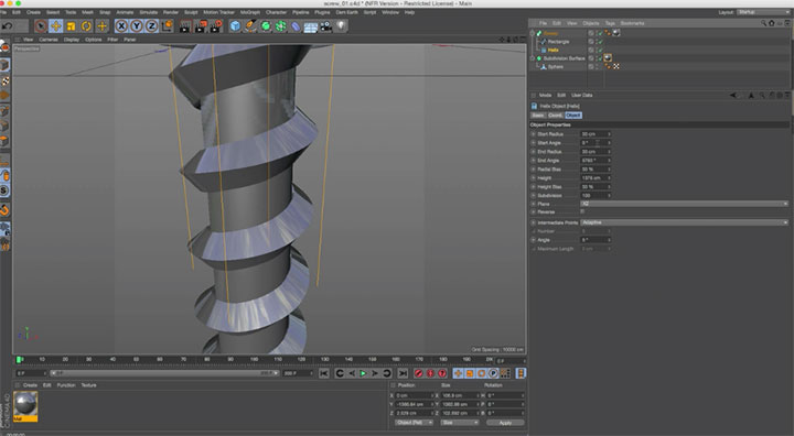 Three Ways for Modeling a Screw in Cinema 4d