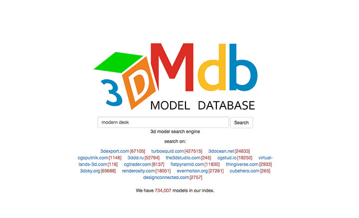 3D Model Database, a Search Engine for 3D Content