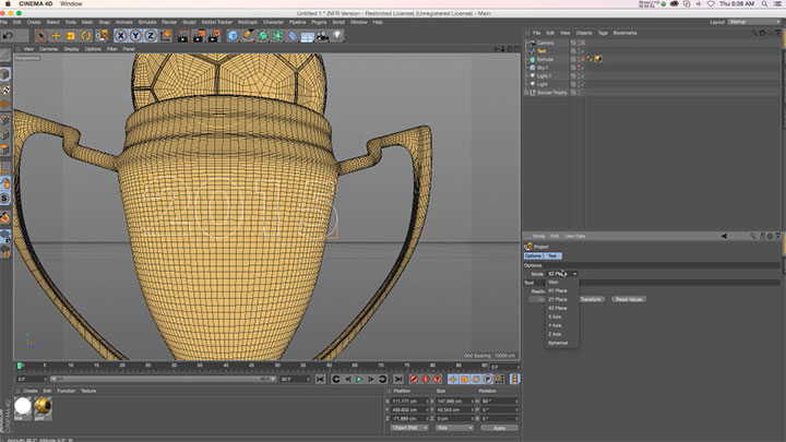 Projecting Splines on Curved Surfaces in C4D