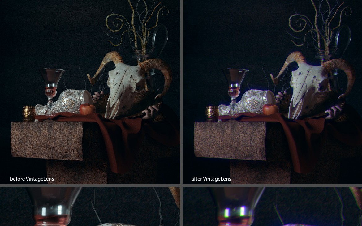adds such optical artifacts as anamorphic flaring, ghosting and chromatic aberrations