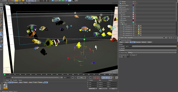 Swimming fish cinema 4d