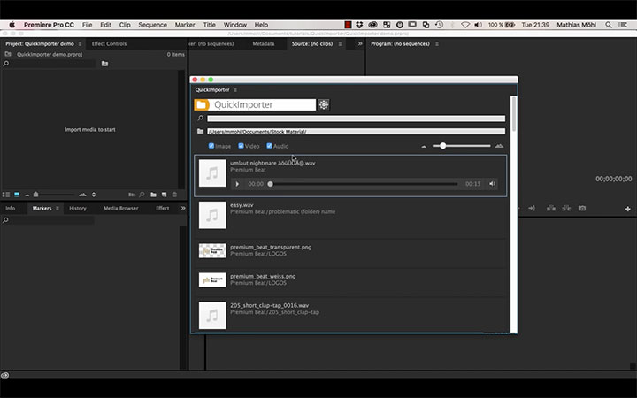 QuickImporter for Premiere Pro and After Effects
