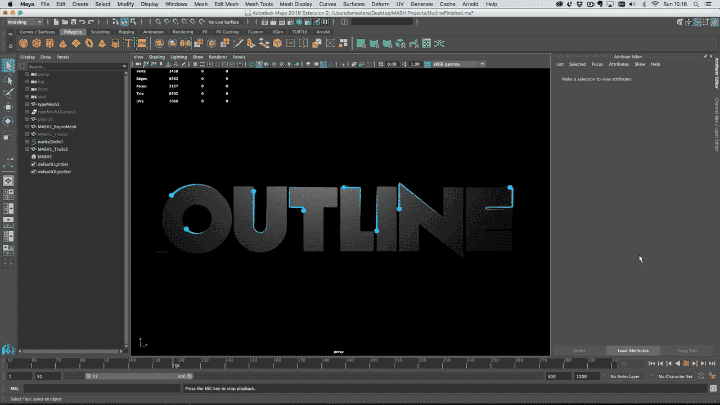 Create Animated Outlines on 3D Type in Maya - Lesterbanks