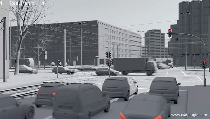 Simulate Urban Traffic Easily With The New RealTraffic for C4D