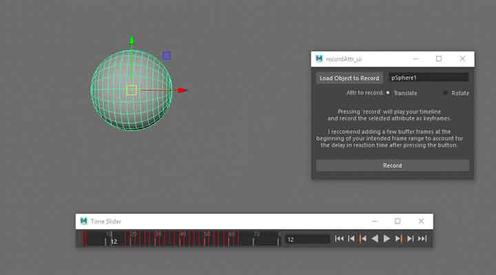 Free RecordAttr Tool Records Mouse Movement in Maya