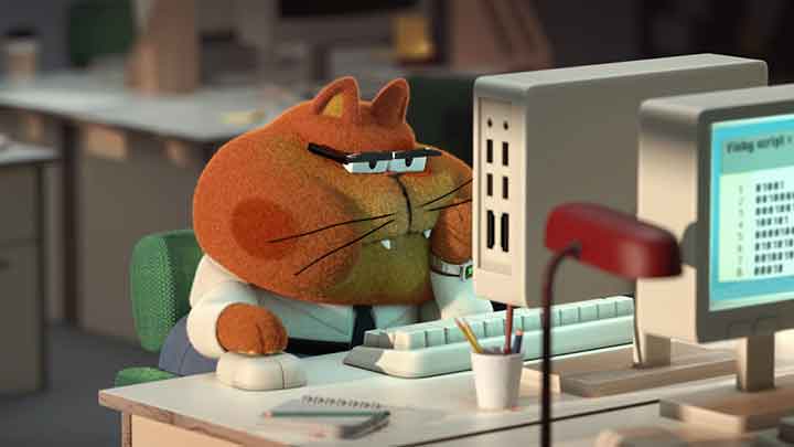 Office Cat and Fish - Time For Coffee