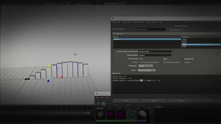 Working with Sine and Cosine Expressions in Maya