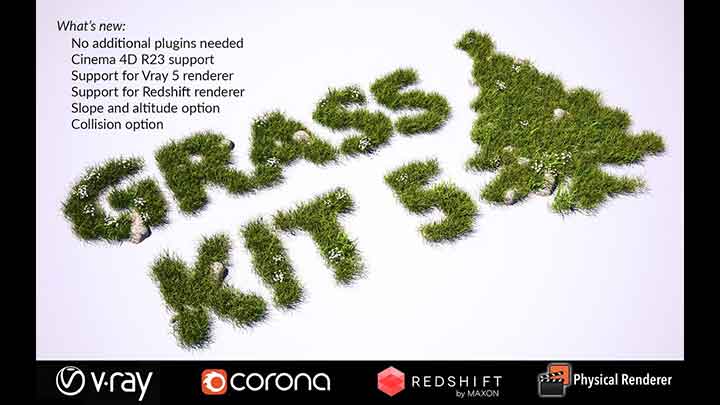 Grass Kit 5 for C4D Adds Support for New Render Engines and Features
