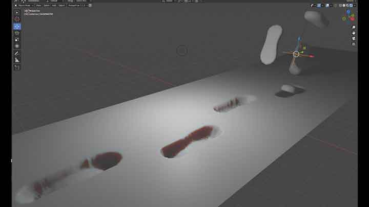 Fast and Dynamic Footprints in the Snow in Blender
