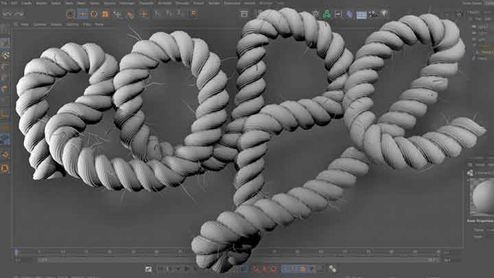 How to Model a Rope Complete With Texture and Fiber-Hairs in C4D