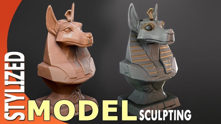 Modeling and Sculpting Stylized Anubis Bust With Maya and Zbrush