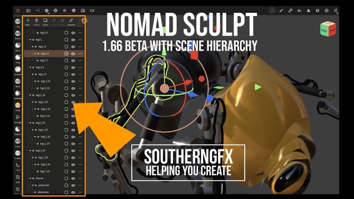 Working With Scene Hierarchy With the Latest Nomad Sculpt