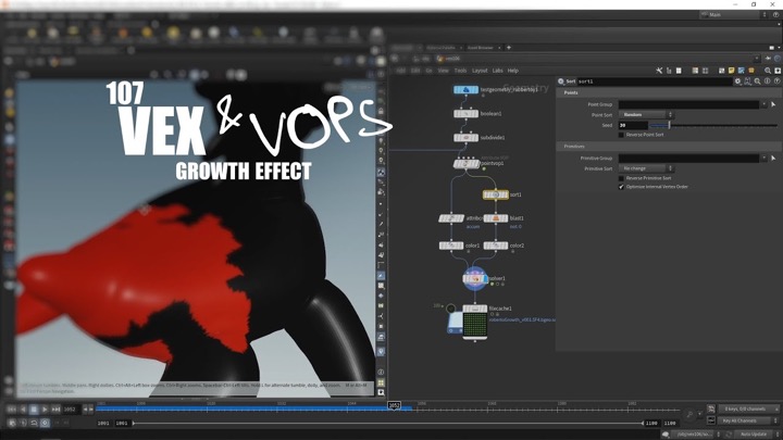 How to Create a Growth Effect using VEX in Houdini