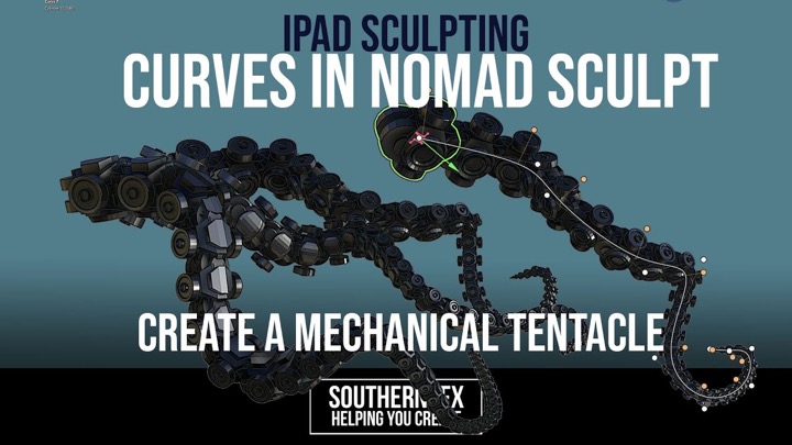 How to Create Shapes Along a Spline in Nomad Sculpt Using the Curve Tool