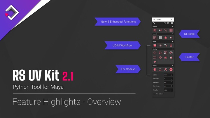 RS UV Kit for Maya Adds a UDIM Packer, Checks, and More